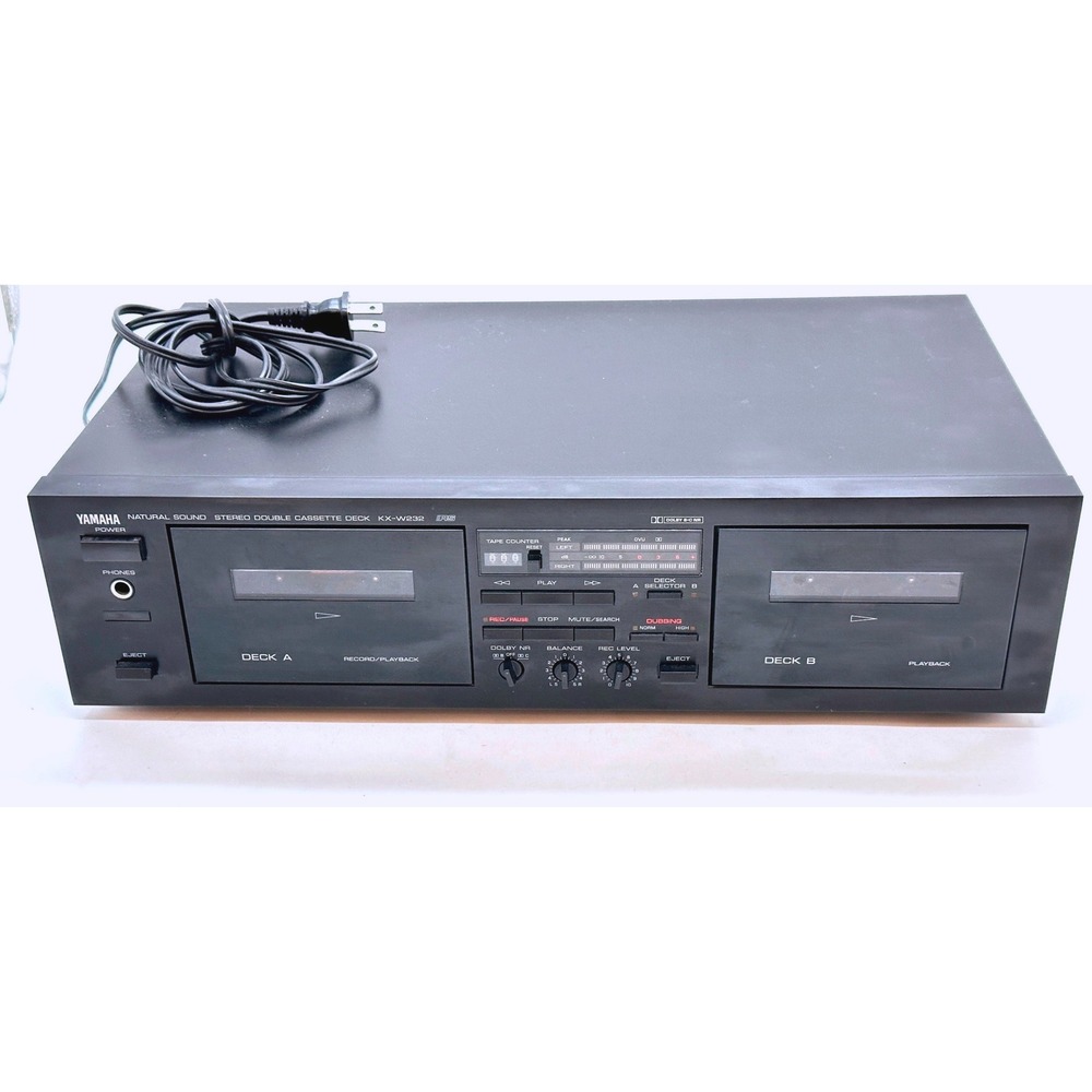 Yamaha KX-W232 Natural Sound Stereo Dual Cassette Deck Dolby B C Tested Working